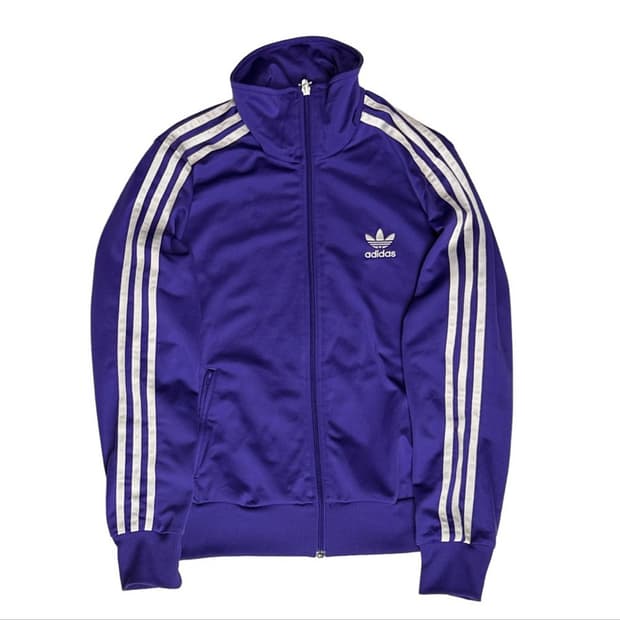 아디다스 퍼플 빅로고 파이어버드 져지