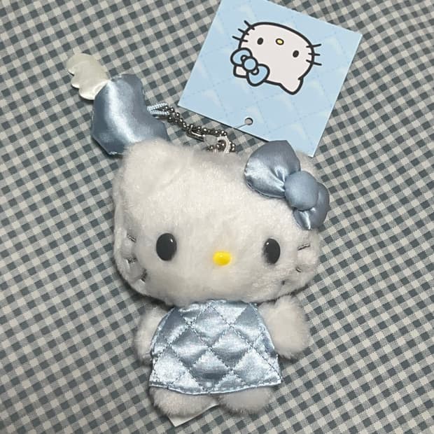 산리오 미니어처 퀼트 트위드 헬로키티 키링