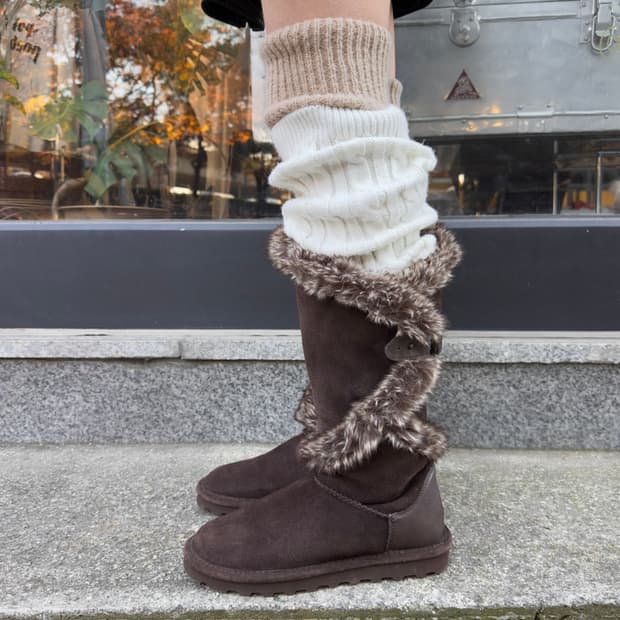 00s BEARPAW 스웨이드 핀터레스트 퍼 트림 어그 부츠