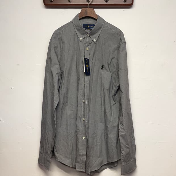 폴로 랄프로렌 깅엄 체크 블랙 코튼 셔츠  