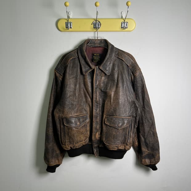 90's 아비렉스 A-2 플라이트 레더 봄버 자켓 38