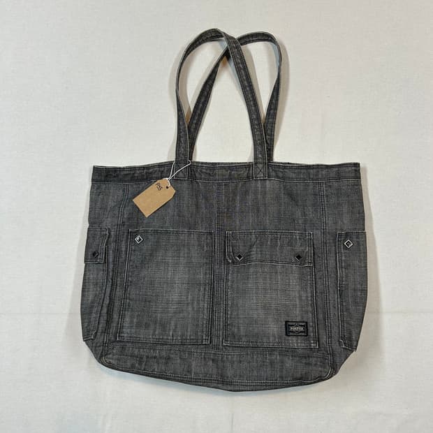 요시다 포터 온스 코튼 블랙 데님 숄더백 토트백 P55