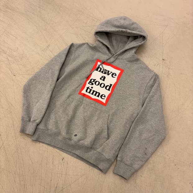 해브어굿타임 빅로고 그레이 후드티