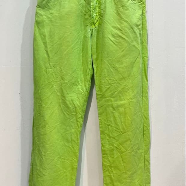 Zegna Sport 라임색 코튼 리넨 팬츠 32 정품