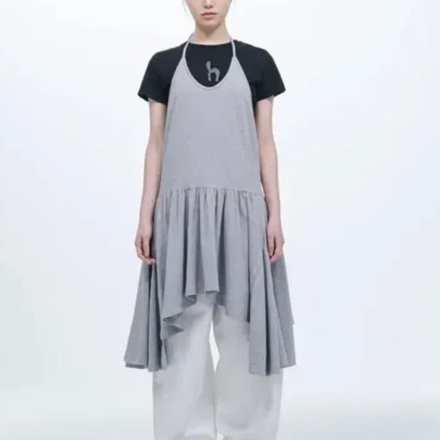 오헤시오 LAYERED HALTER DRESS, GRAY