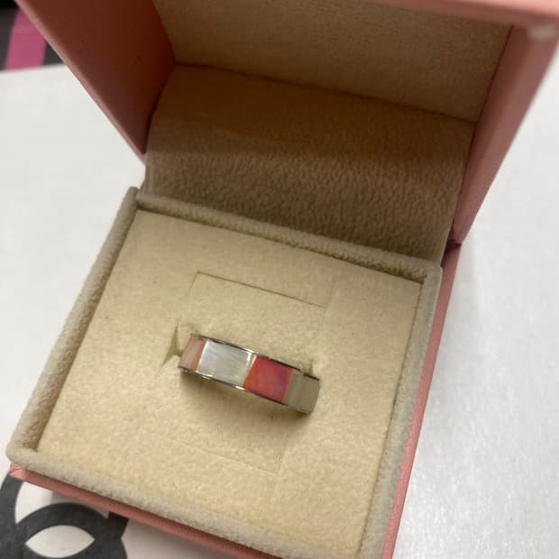 자개빛 핑크 인레이 반지