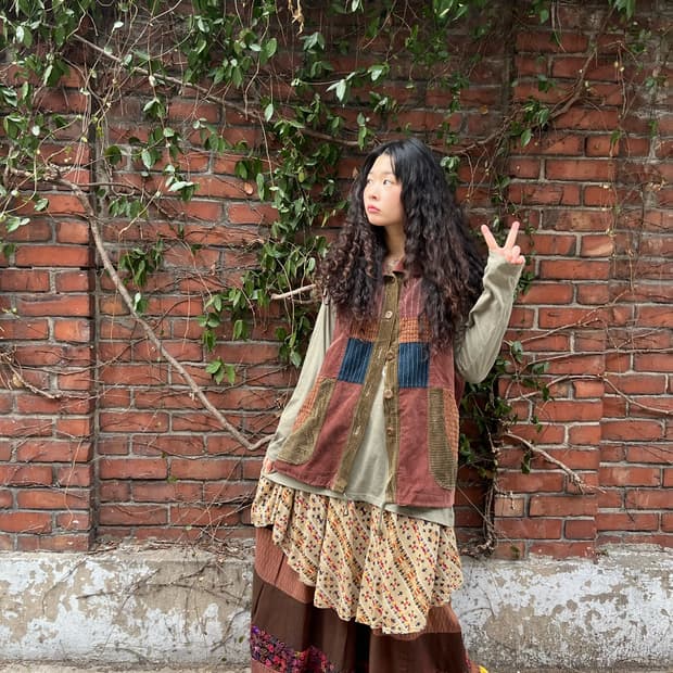 빈티지 히피 코듀로이 베스트