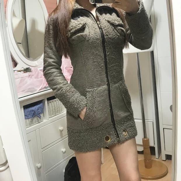 55ㅡ두툼한 털 집업 원피스/자켓/양방향 지퍼