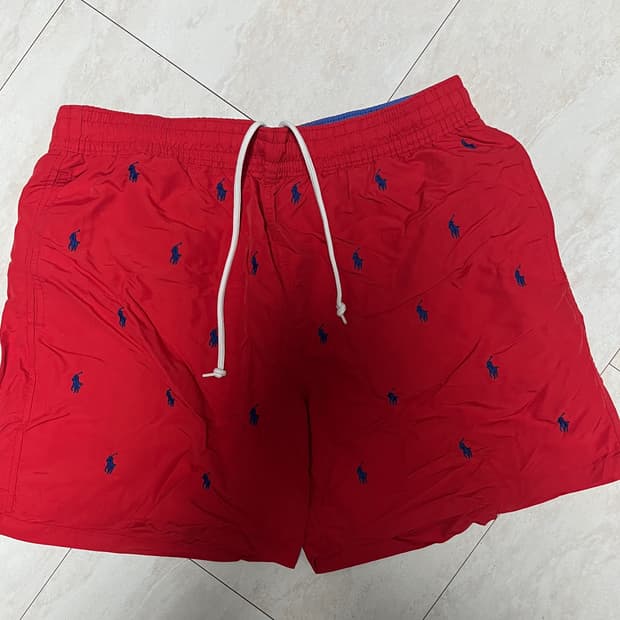 POLO 폴로 랄프로렌 레드 멀티포니 자수 수영복XL 