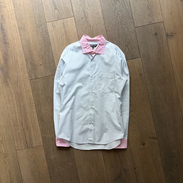 Check Collar Detail Stripe Shirts