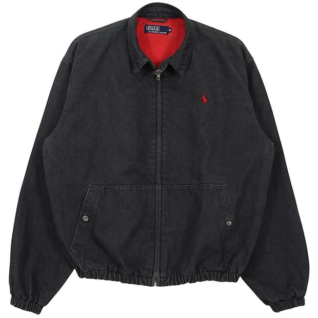 1990s 폴로랄프로렌 데님 해링턴 자켓 블랙 스윙탑 빈티지