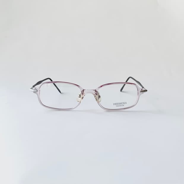 735 데드스탁 투톤 스퀘어 클리어 핑크 초경량 빈티지안경