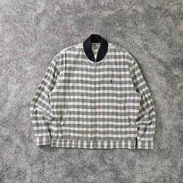 YVES SAINT LAURENT 체크 패턴 봄버 자켓