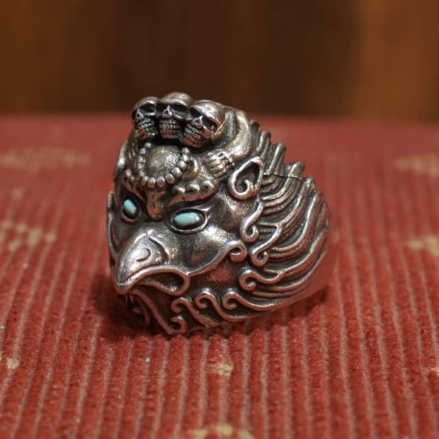 실버 925 스컬 디테일 반지