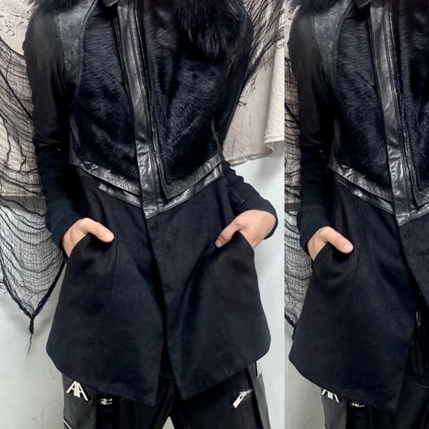 Calf Hair Trimming SheepSkin Leather Coa