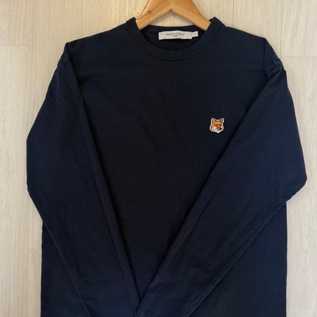 메종키츠네 폭스헤드 긴팔 티셔츠 네이비 남녀공용 XS