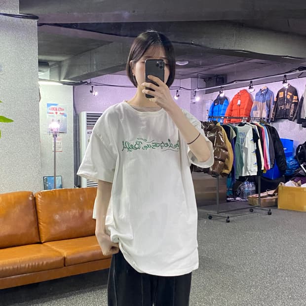 앤더슨벨 자수로고 화이트 쇼츠슬리브 B4208