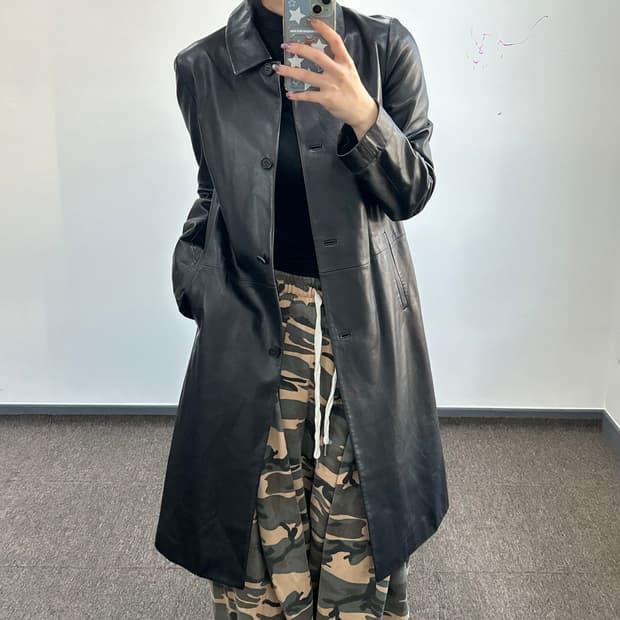 Vintage 일제 양가죽 롱 레더코트