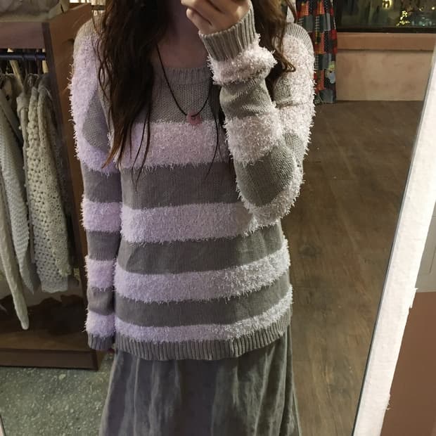 빈티지 너드 st 핑크 그레이 니트 모리