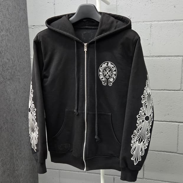 크롬하츠 홀스슈 플로랄 헤비웨이트 후드집업 M