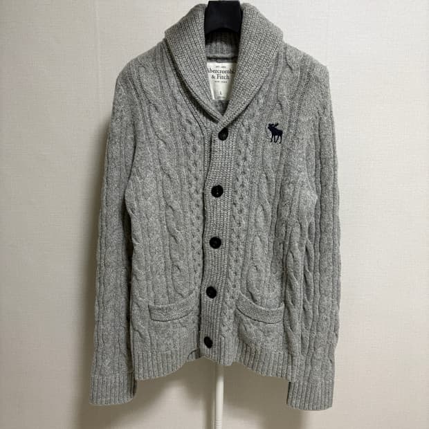 아베크롬비 케이블 숄카라 가디건 / 그레이, L