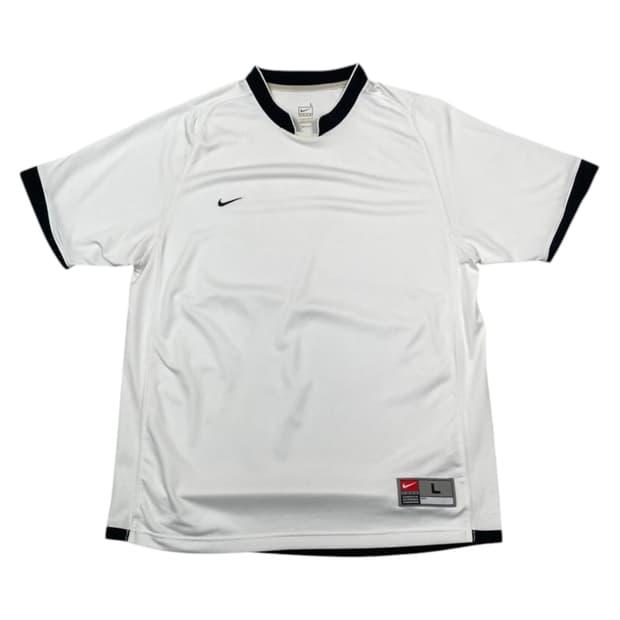 나이키 화이트 블랙 Team NikeFIT 축구 저지 반팔 티셔츠 L