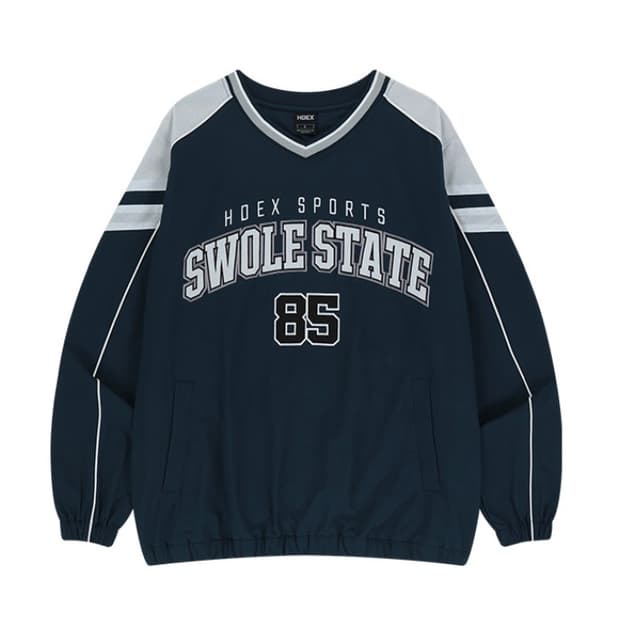 hdex 웜업 블록 풀오버 브이넥 맨투맨