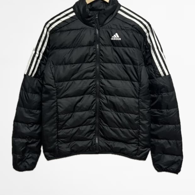 아디다스 삼선 덕다운 블랙 경량패딩