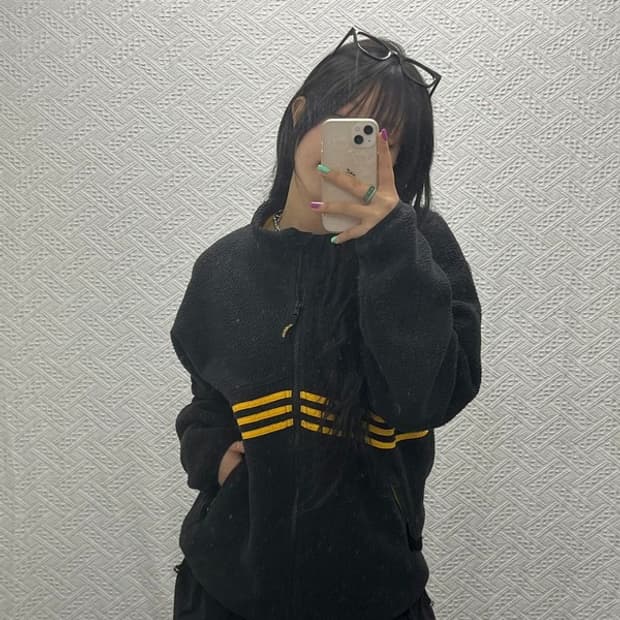 아디다스 올드스쿨 빈티지 뽀글이 후리스 자켓 2XL C06653