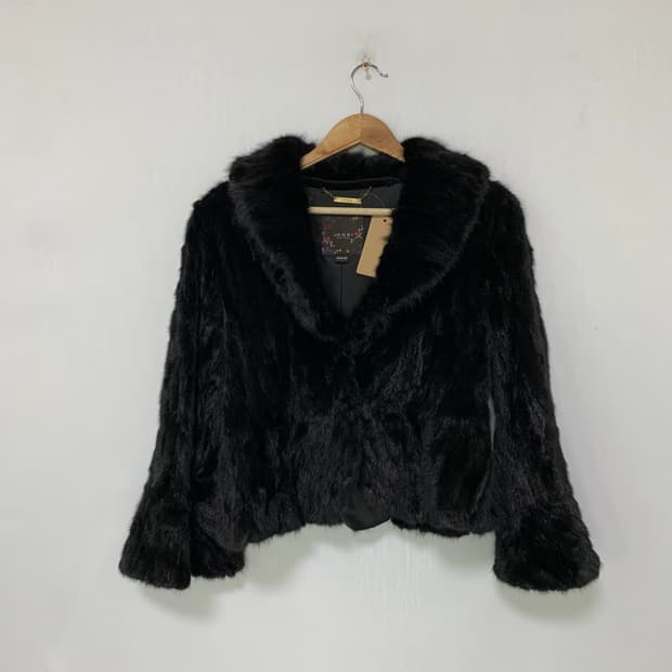 제시 뉴욕 빈티지 블랙 밍크 퍼 숏 코트 여성 퍼자켓