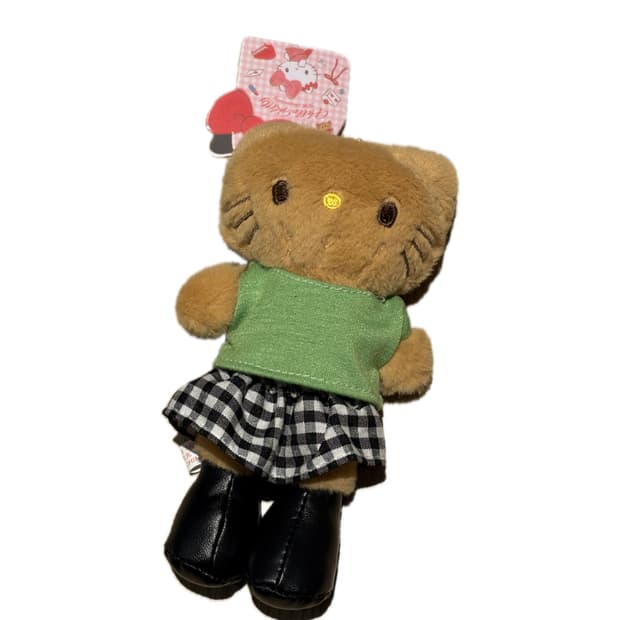 헬로키티 산리오 일본 정품 태닝키티 롱키티 체크패턴옷 키티