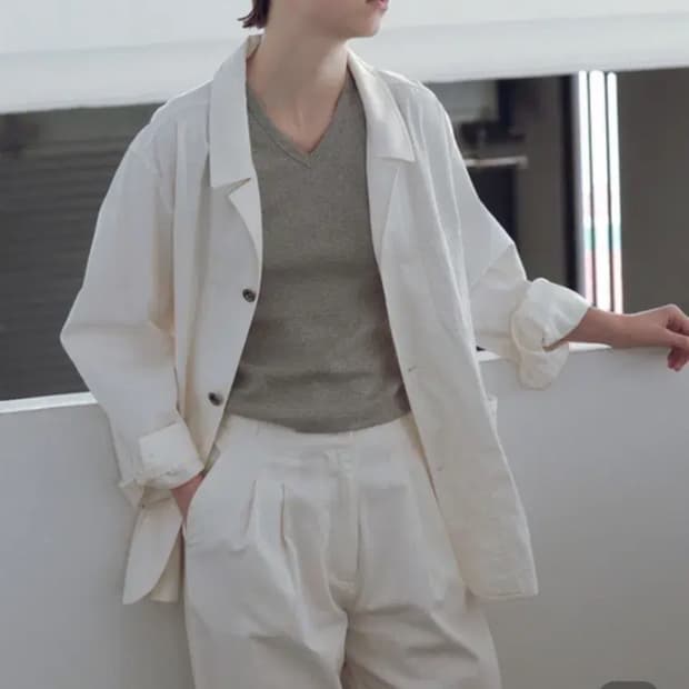 낫띵리튼 French work jacket (White)
