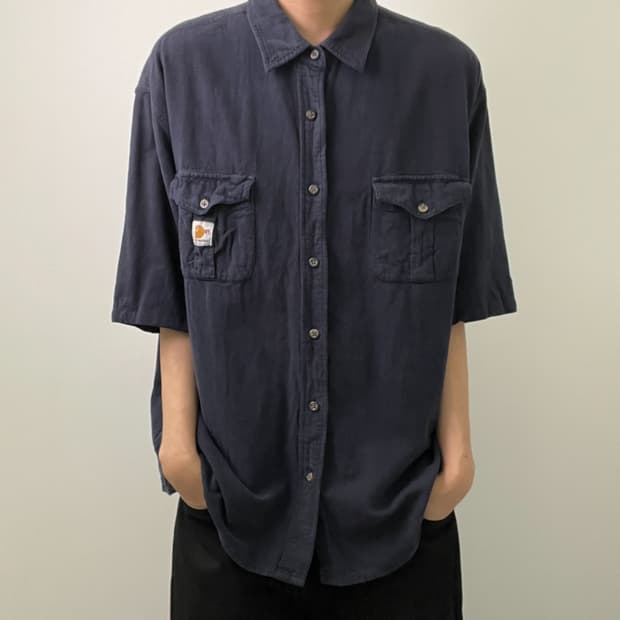 Carhartt 칼하트 네이비 워크 반팔 셔츠 L