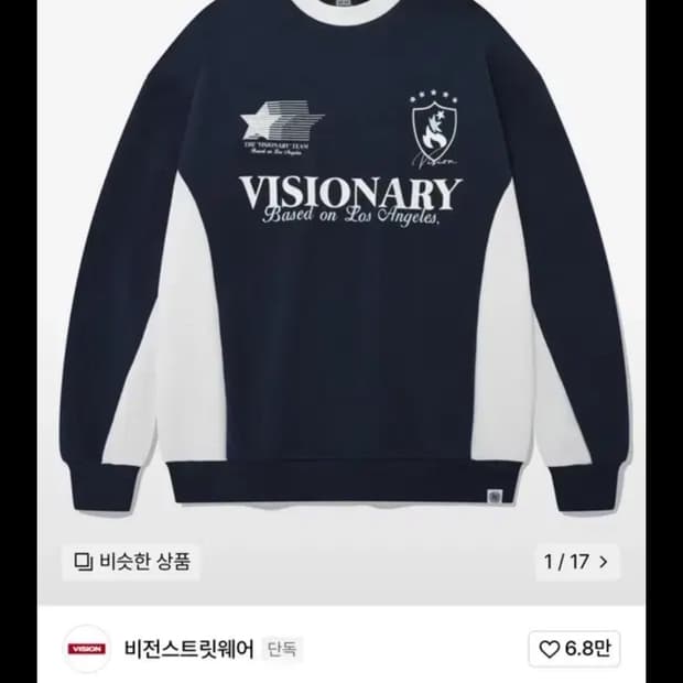 비전스트릿웨어 풋볼 크루넥 네이비 맨투맨 