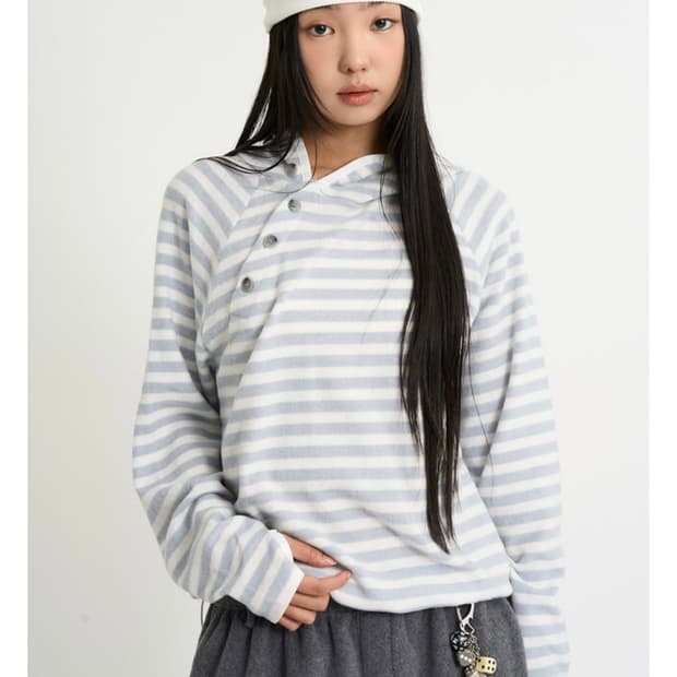 브리즈 후리스 스트라이프 후드티