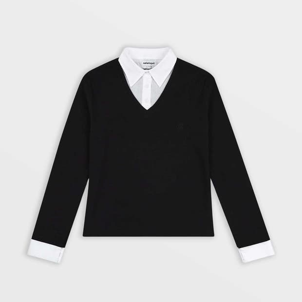 사파리스팟 스쿨 셔츠 슬리브 블랙 화이트