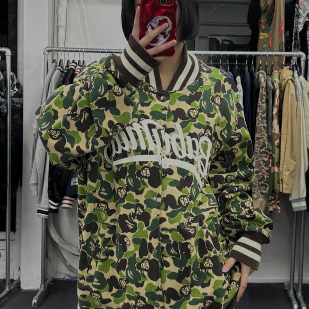 베이프 베이비 마일로 카모 바시티 자켓