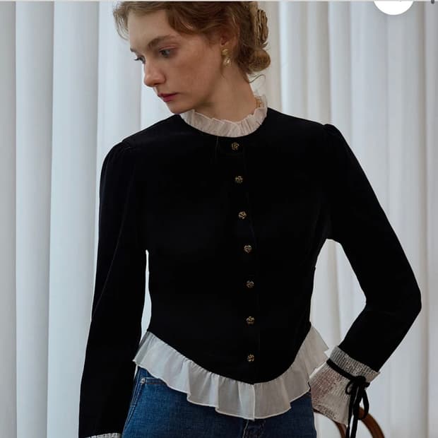 심플레트로 벨벳 블라우스