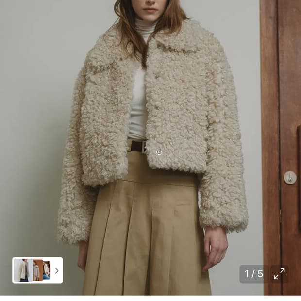 레프트서울 퍼자켓 아이보리