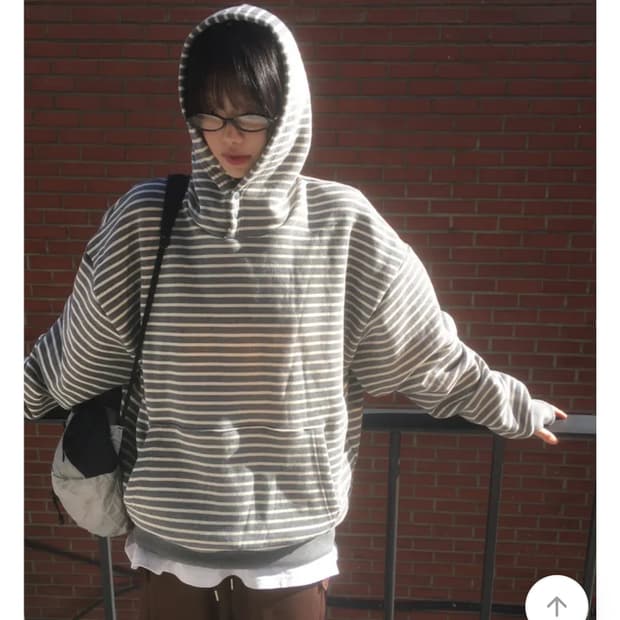 에이블리 스트라이프 워머 후드티 