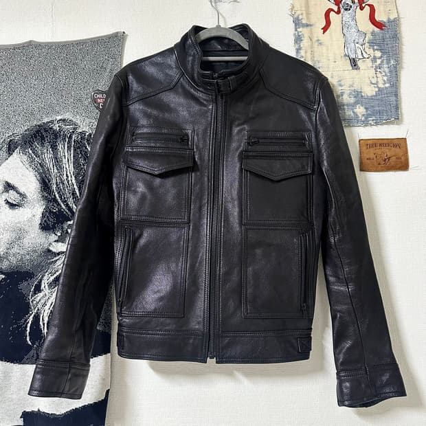 206 HOMME 고트스킨 레더 하이넥 자켓 50 size (신품급)