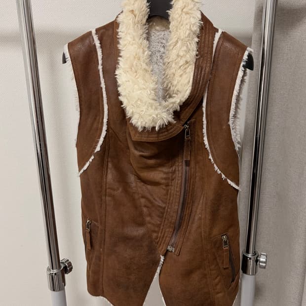 빈티지 스웨이드 퍼 베스트