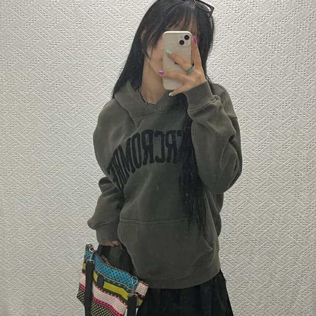 아베크롬비 올드스쿨 로고플레이 오버핏 기모 후드티 S C06806