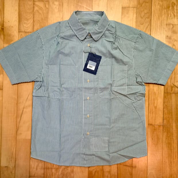 도큐먼트 스트라이프 반팔 셔츠 그린 M 새제품