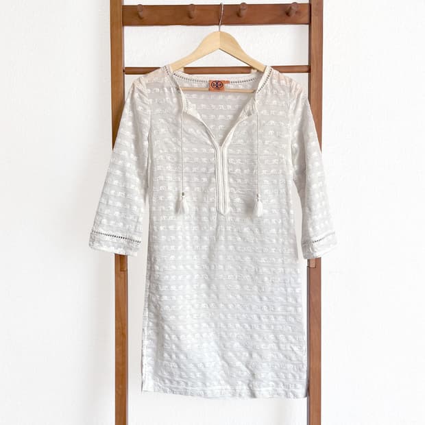 [TORY BURCH] 아이보리 엘리펀트 자수 튜닉 원피스