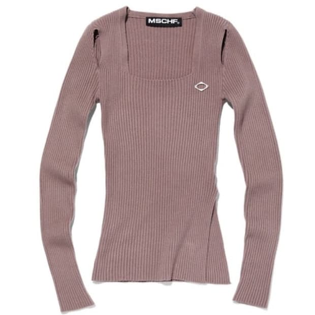 미스치프 스퀘어넥 니트탑 로즈브라운