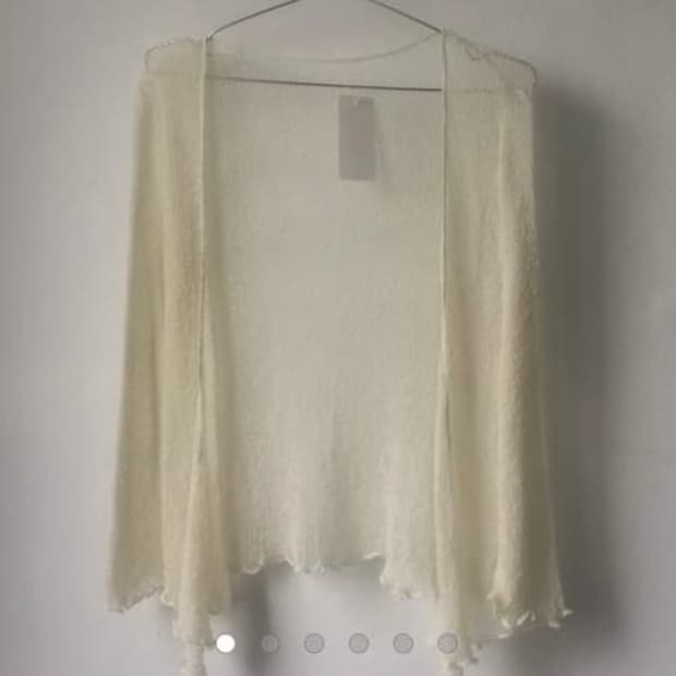 루즈핏 드레이프 오픈 시스루 가디건 아이보리