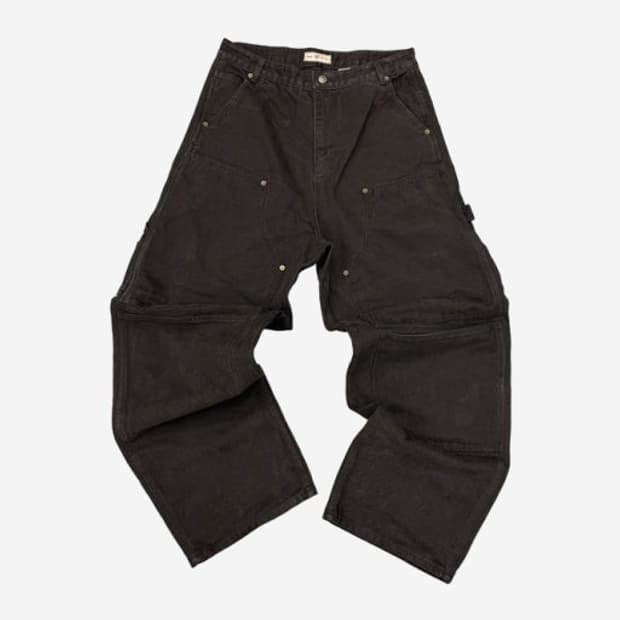 [새상품] 아오이로 커티드 더블니 팬츠 블랙 펄