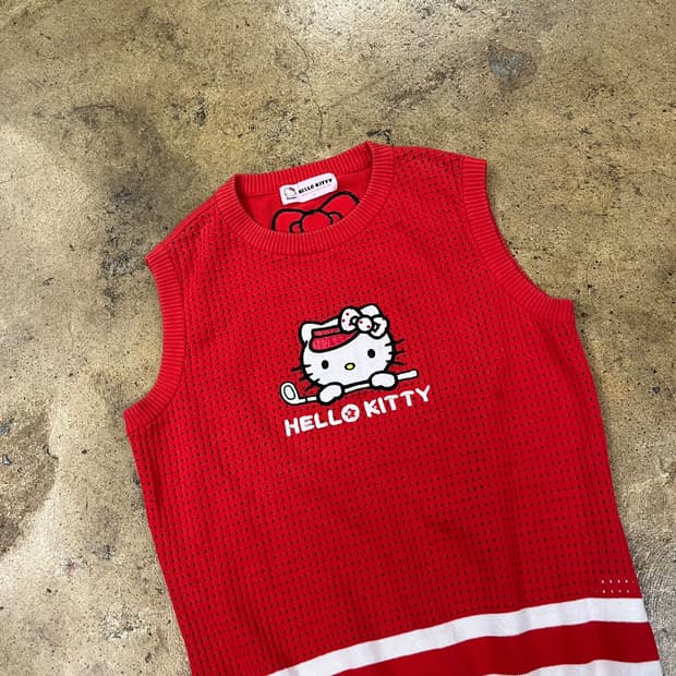 [정품/95] 벤제프 헬로키티 여성 골프 니트 조끼 베스트 b15