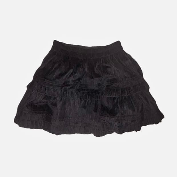 Corduroy Ruffle Mini Skirt Black